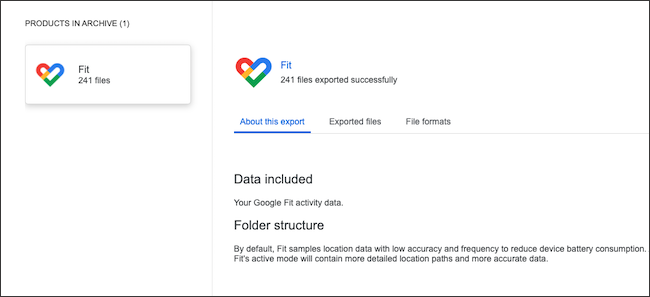Export and view Google Fit data