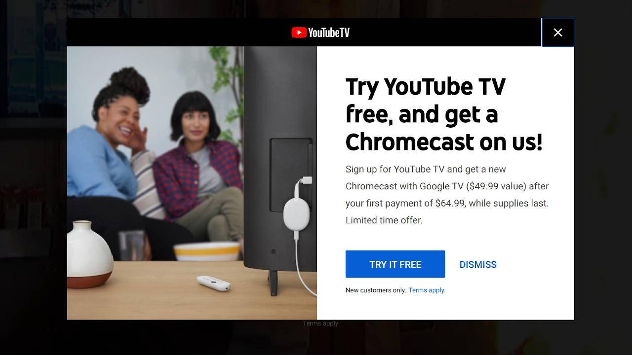 New YouTube TV sign-ups offered a free Chromecast with Google TV
