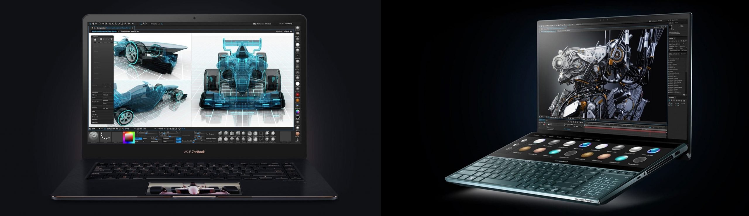 2018 ZenBook Pro (vänster) vs 2019 ZenBook pro Duo (höger)