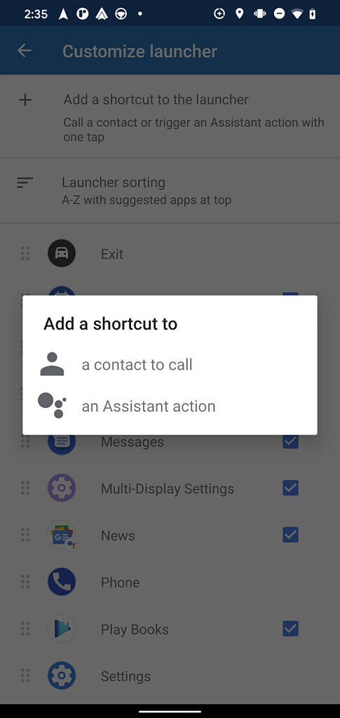 Android Auto Google Assistant shortcuts