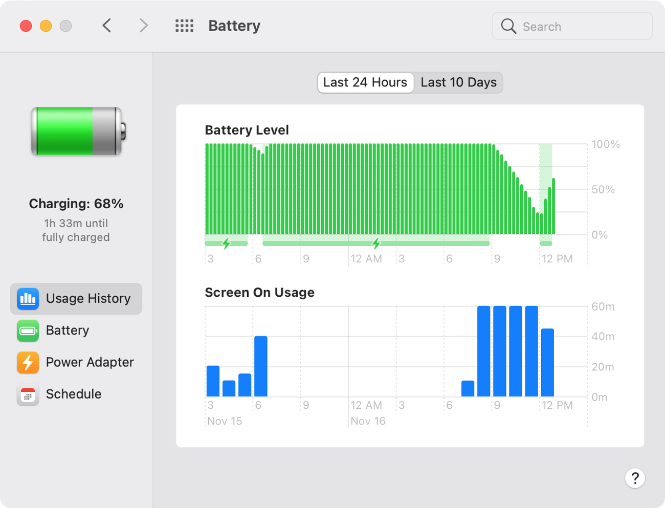 Mac Big Sur Battery Usage History