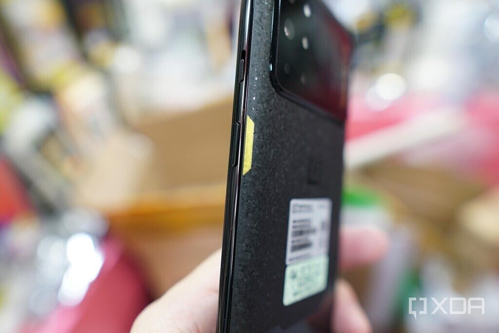 The unique back of the OnePlus 8T Cyberpunk 2077 Edition