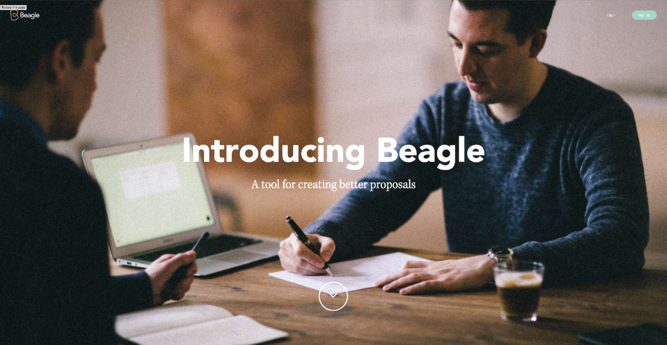 Homepage of Beagle, an award-winning website