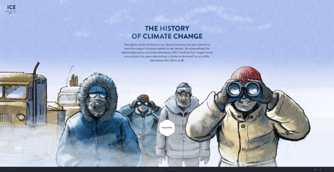 Domača stran nagrajene spletne strani Zgodovina podnebnih sprememb