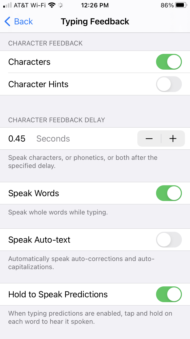 Typing Feedback on iPhone