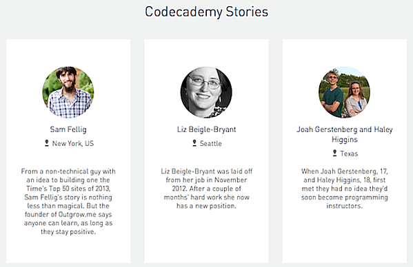 social proof codecademy landing page