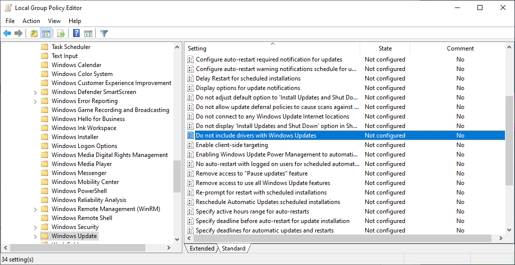 disable driver-installations windows updates