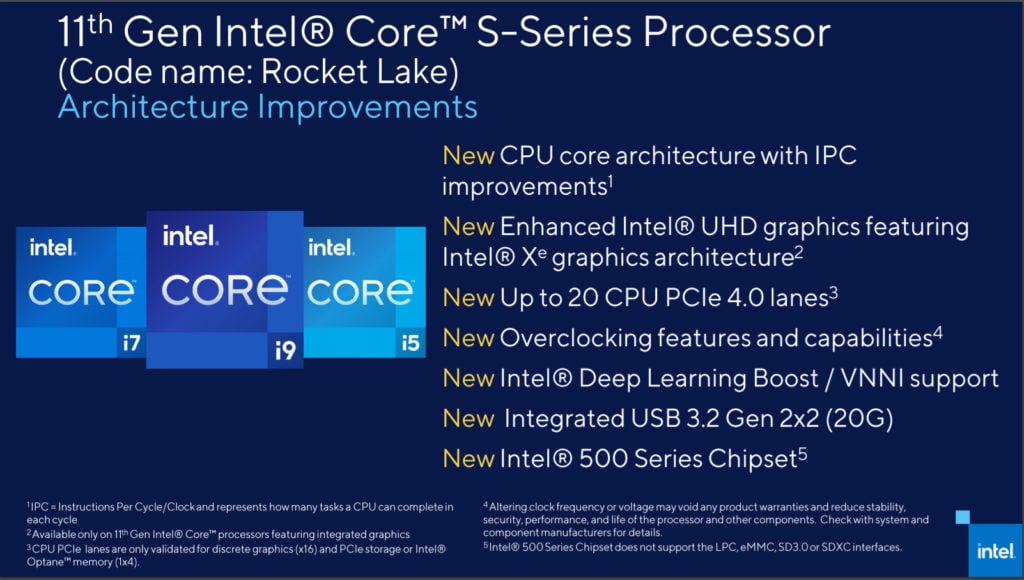 Intel Cypress Cove (11th Generation Rocket Lake) architectural improvements and new features