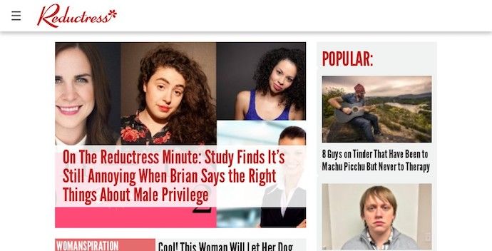 Homepage of Reductress, an award-winning website