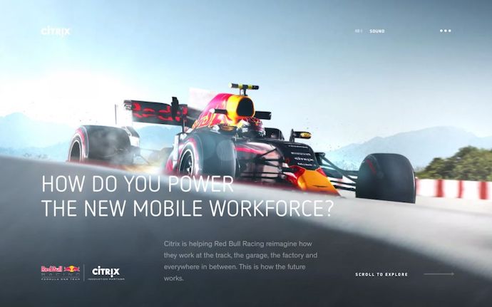 Homepage van The New Mobile Workforce door Citrix, een bekroonde website