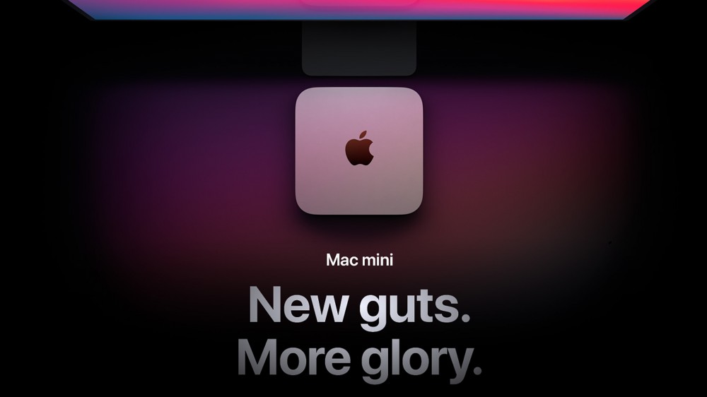 The Mac Mini with the catchphrase "new guts, more glory."