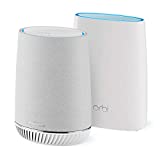 Image of NETGEAR Orbi Tri-band Whole Home Mesh Wi-Fi System with Alexa built-in and 3Gbps Speed (RBK50V) – Router Replacement Covers Up to 4,500 sq ft, Pack of 2 with 1 Router & 1 Satellite/Speaker