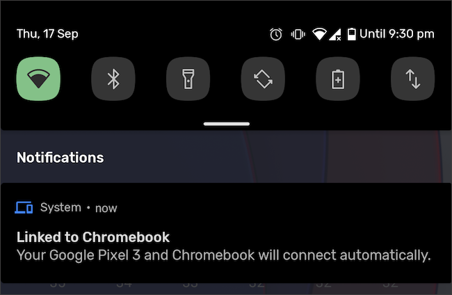 Android phone and Chromebook linked notification