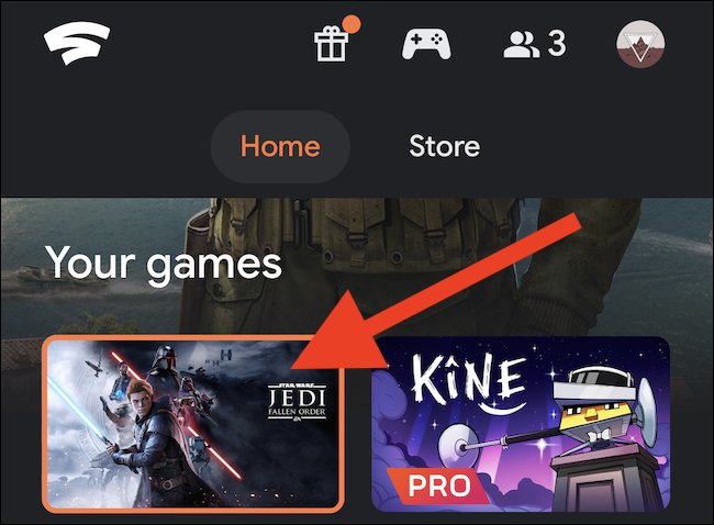 Select a game from the "Home" tab