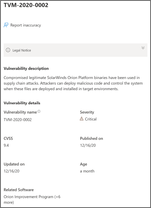 Screenshot of the vulnerability detail for TVM-2020-0002