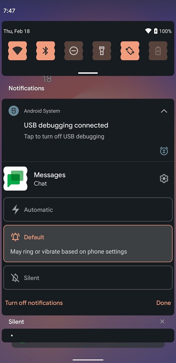 Android 12 Automatic Notification status 2