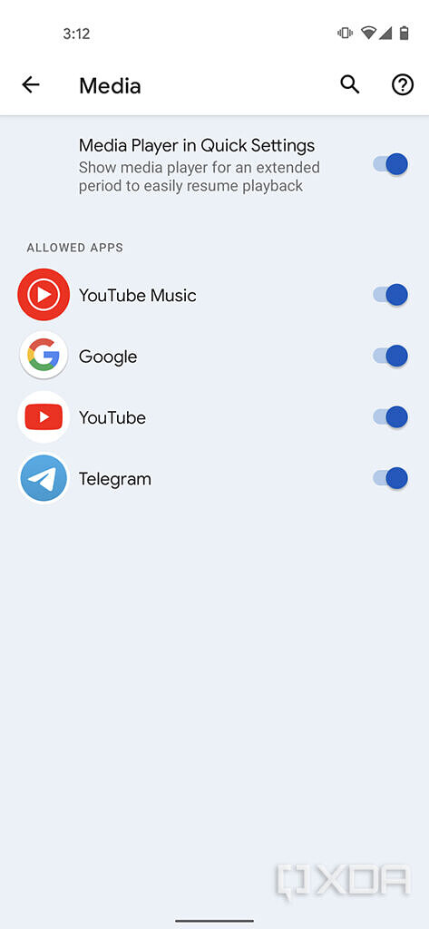 Android 12 mediekontroller