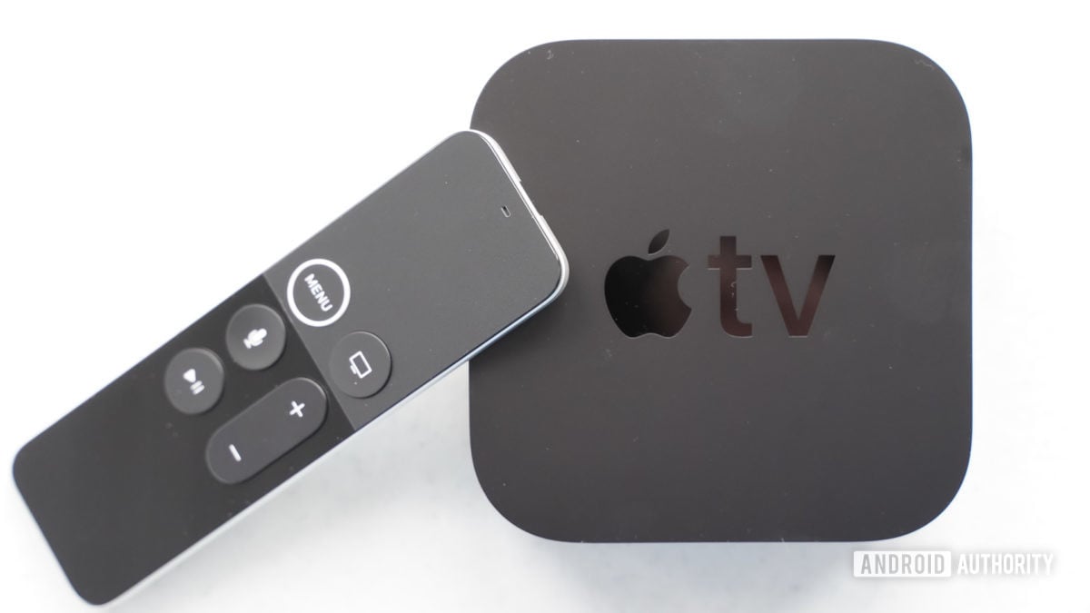 Apple TV 4K with remote leaning