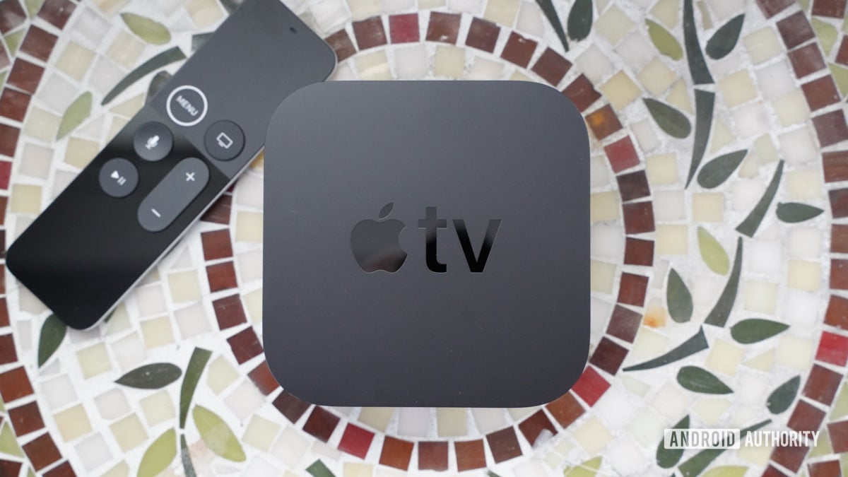 Apple TV 4K with remote to the left