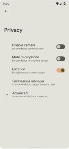 Configurações de privacidade do Android 12