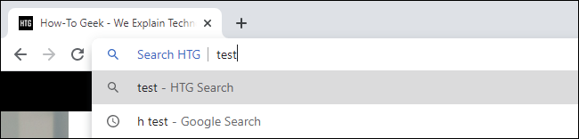 Using a custom search keyword in Google Chrome.