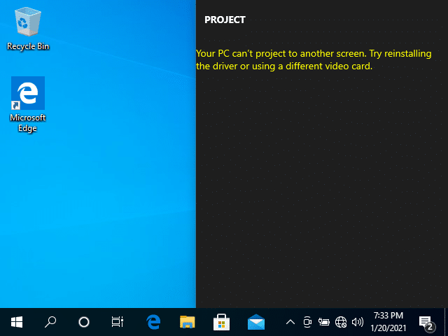 your pc cannot project to another screen pic1