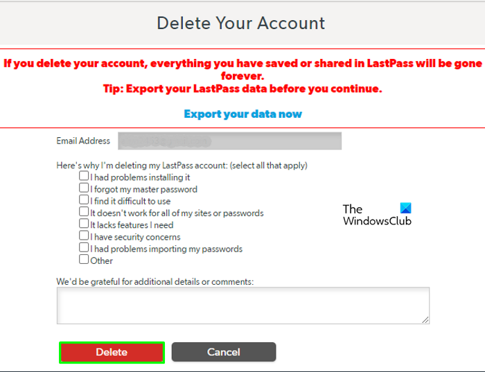 How to Delete LastPass account without password final details
