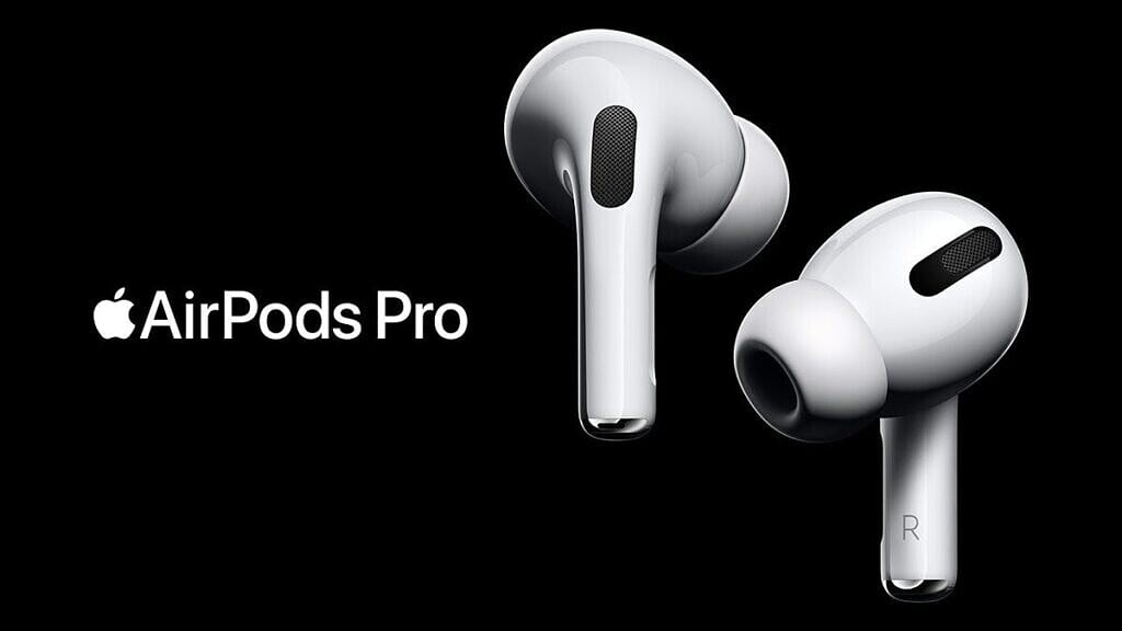 apple airpods pro without case on black background with logo