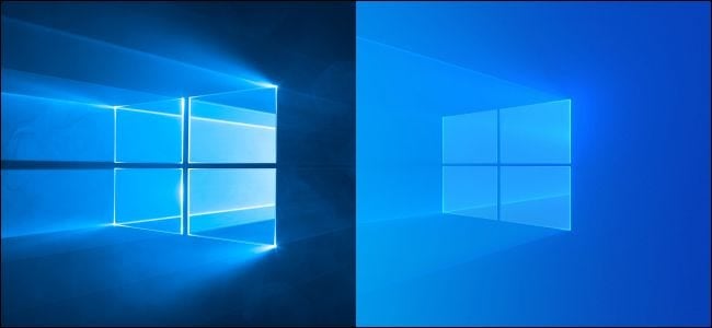 Windows 10's original dark and updated light desktop background
