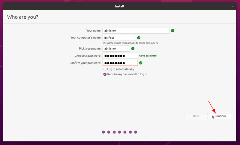 Installieren des Ubuntu-Konto-Setups
