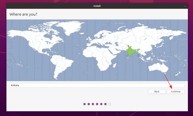 Installieren der Ubuntu-Zeitzonenauswahl