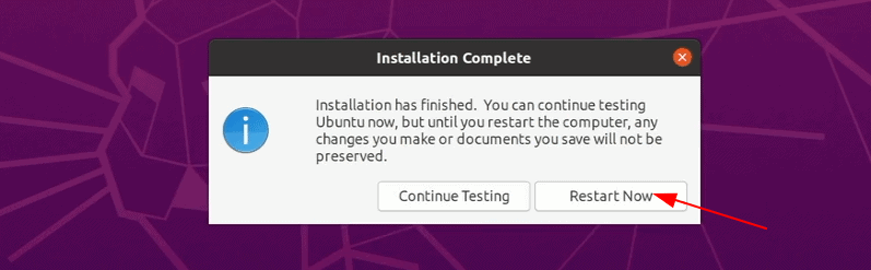 Starten Sie nach der Installation von Ubuntu neu