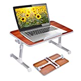 Image of Neetto Adjustable Laptop Bed Table, Foldable Breakfast Tray, Portable Lap Standing Desk, Notebook Stand Reading Holder for Couch Sofa Floor Kids (Red) - Standard Size