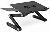 Image of Lavolta Laptop Table Desk with Cooling Pad - Laptop Notebook Stand Adjustable with Mouse Board - Collapsible Ergonomic Breakfast Bed Tray Book Holder - Black