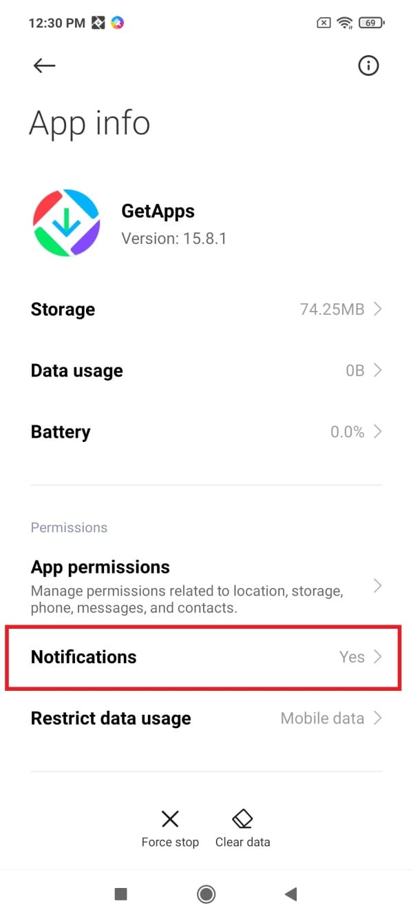 Désactiver les notifications GetApps Xiaomi MIUI