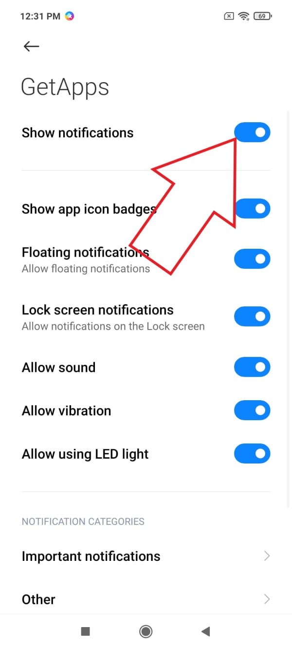 Désactiver les notifications GetApps Xiaomi MIUI