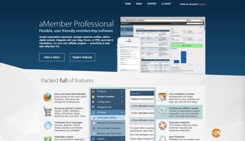 Home page of aMember Professional