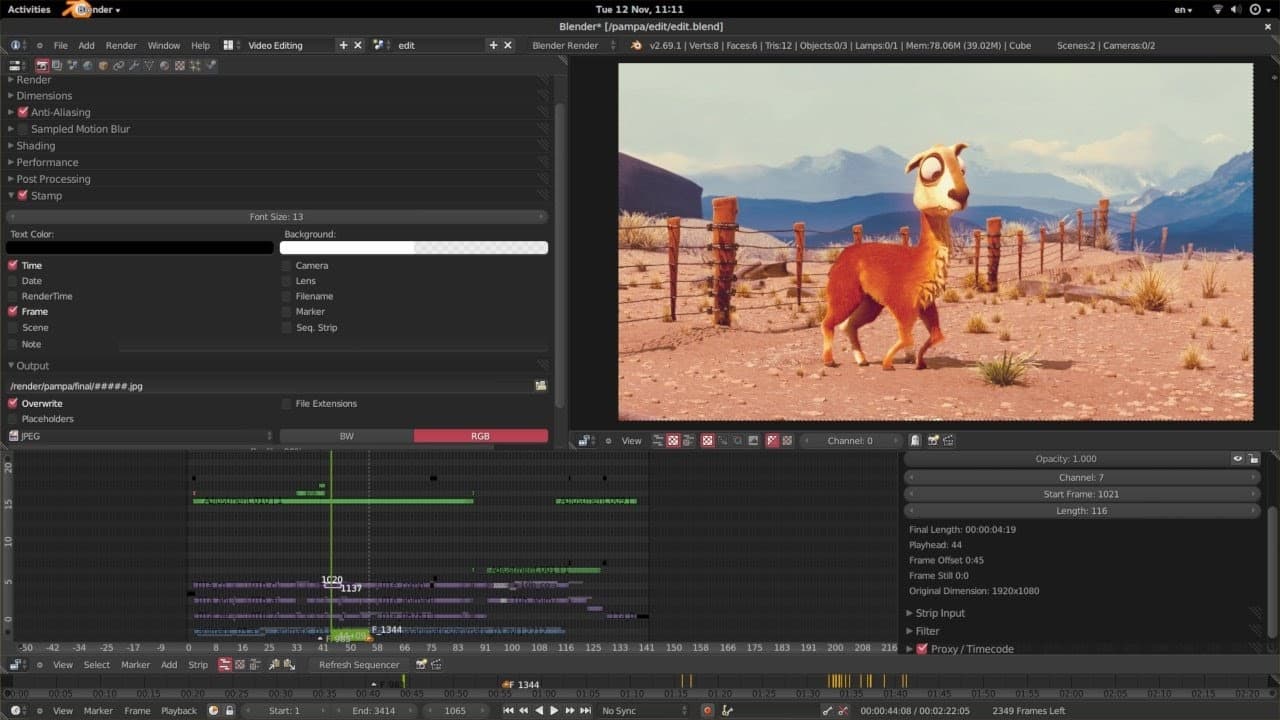 Blender desktop application for editing videos
