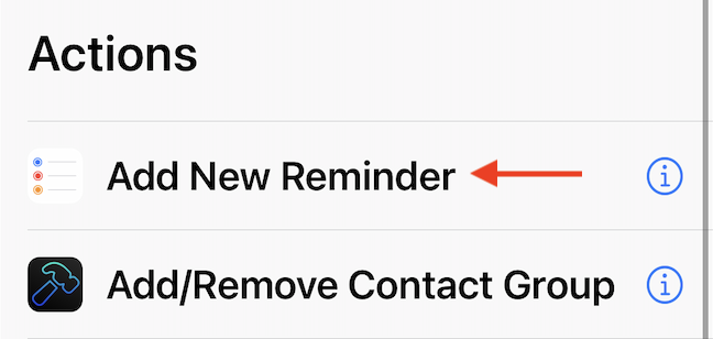 Use the "Add New Reminder" action in the shortcut. 