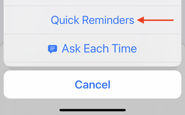 Switch to a different reminder list.