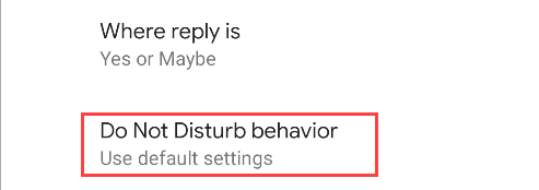 do not disturb behavior options