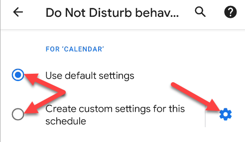 do not disturb behavior settings