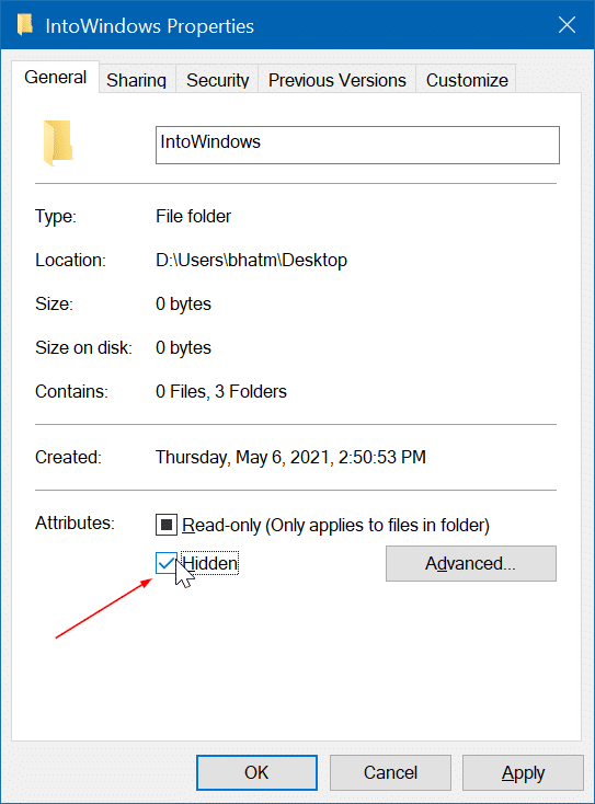 hide files or folders on desktop in Windows 10 pic2
