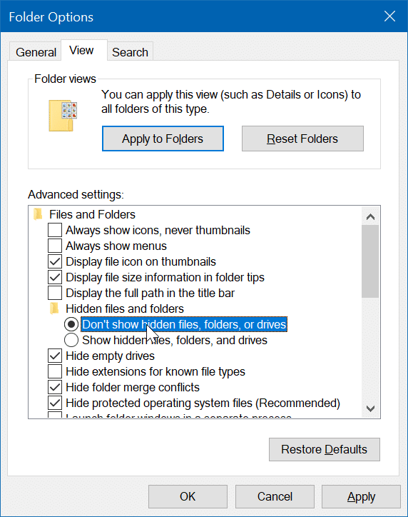hide files or folders on desktop in Windows 10 pic5