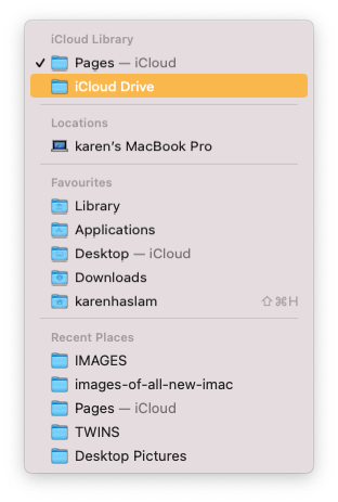 Save in iCloud