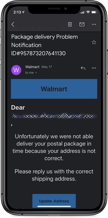 Walmart phishing email