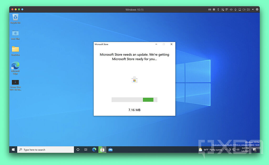 Microsoft Store updating in Windows 10 in Parallels