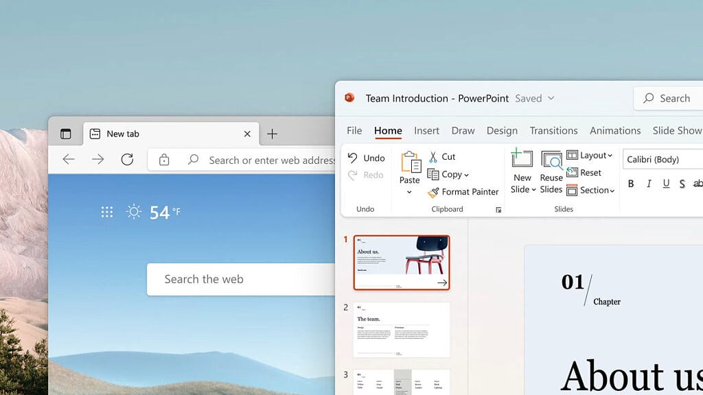 PowerPoint and Edge browser windows