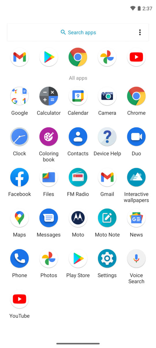 Motorola Moto G Stlyus 5G app drawer