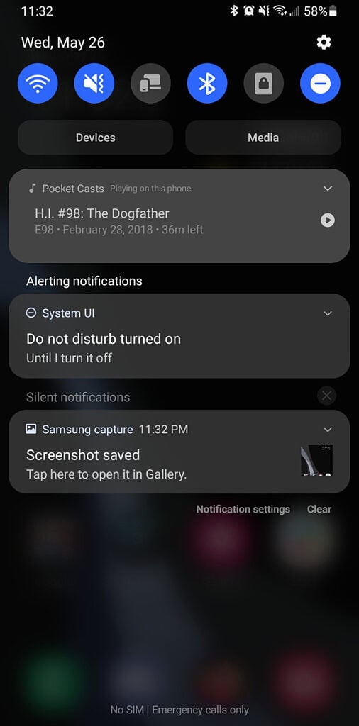 Notification panel in One UI 3.1